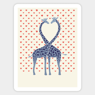 Giraffes in Love - A Valentine's Day Illustration Magnet